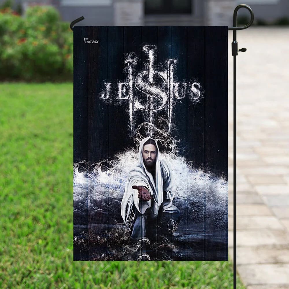 Jesus Saves Us House Flags - Christian Garden Flags - Outdoor Christian Flag