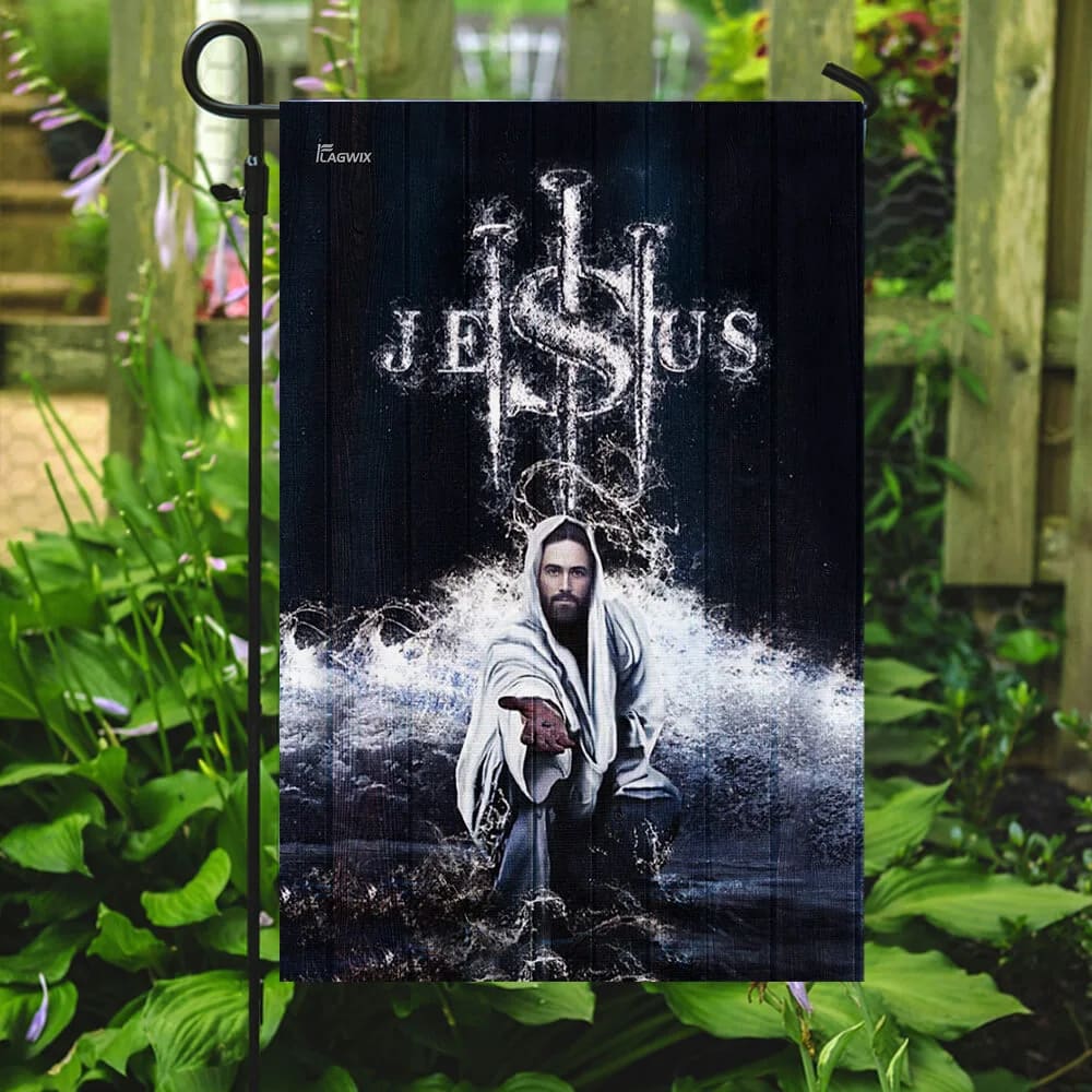 Jesus Saves Us House Flags - Christian Garden Flags - Outdoor Christian Flag