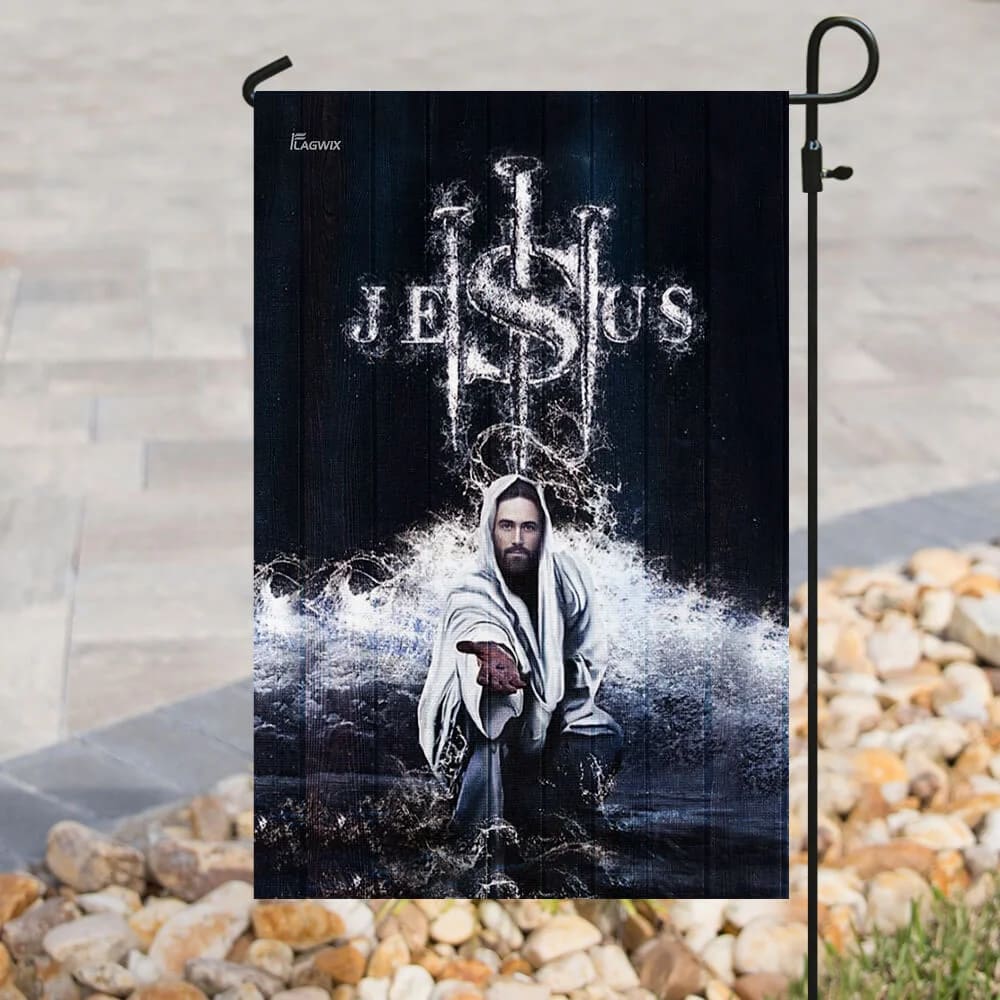 Jesus Saves Us House Flags - Christian Garden Flags - Outdoor Christian Flag