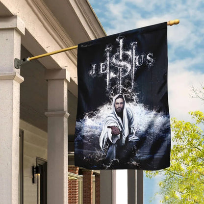 Jesus Saves Us House Flags - Christian Garden Flags - Outdoor Christian Flag