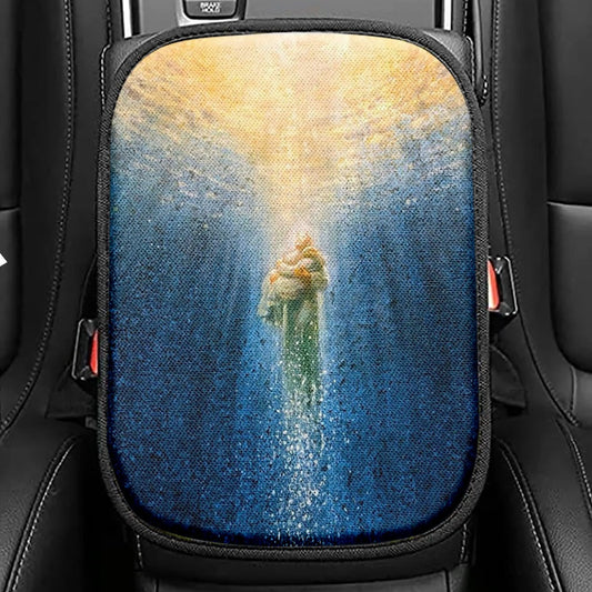 Jesus Saving Me Beach Water Seat Box Cover, Jesus Christ Car Center Console Cover, Christian Car Interior Accessories