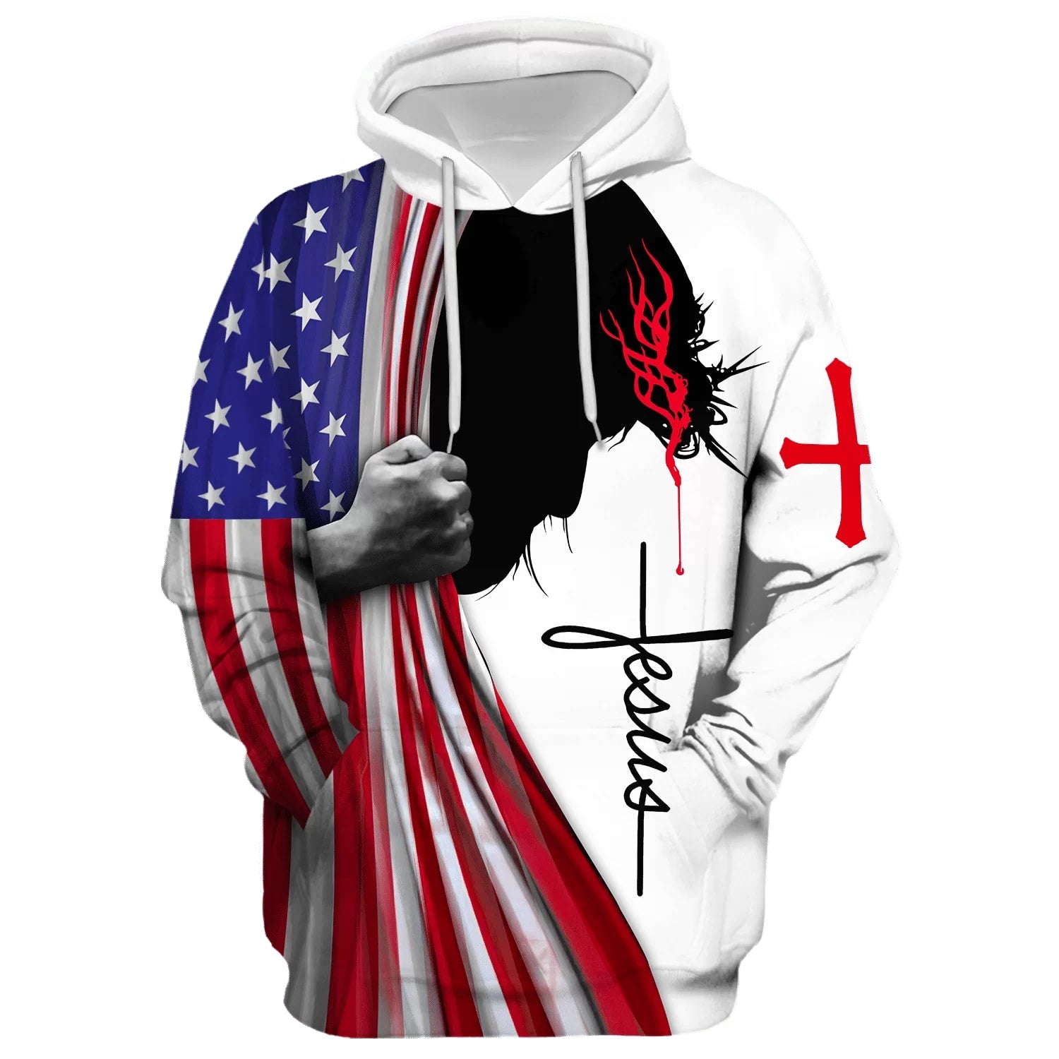 Jesus Silhouette American Flag - Jesus Is My God Hoodie - Men & Women Christian Hoodie - 3D Printed Hoodie