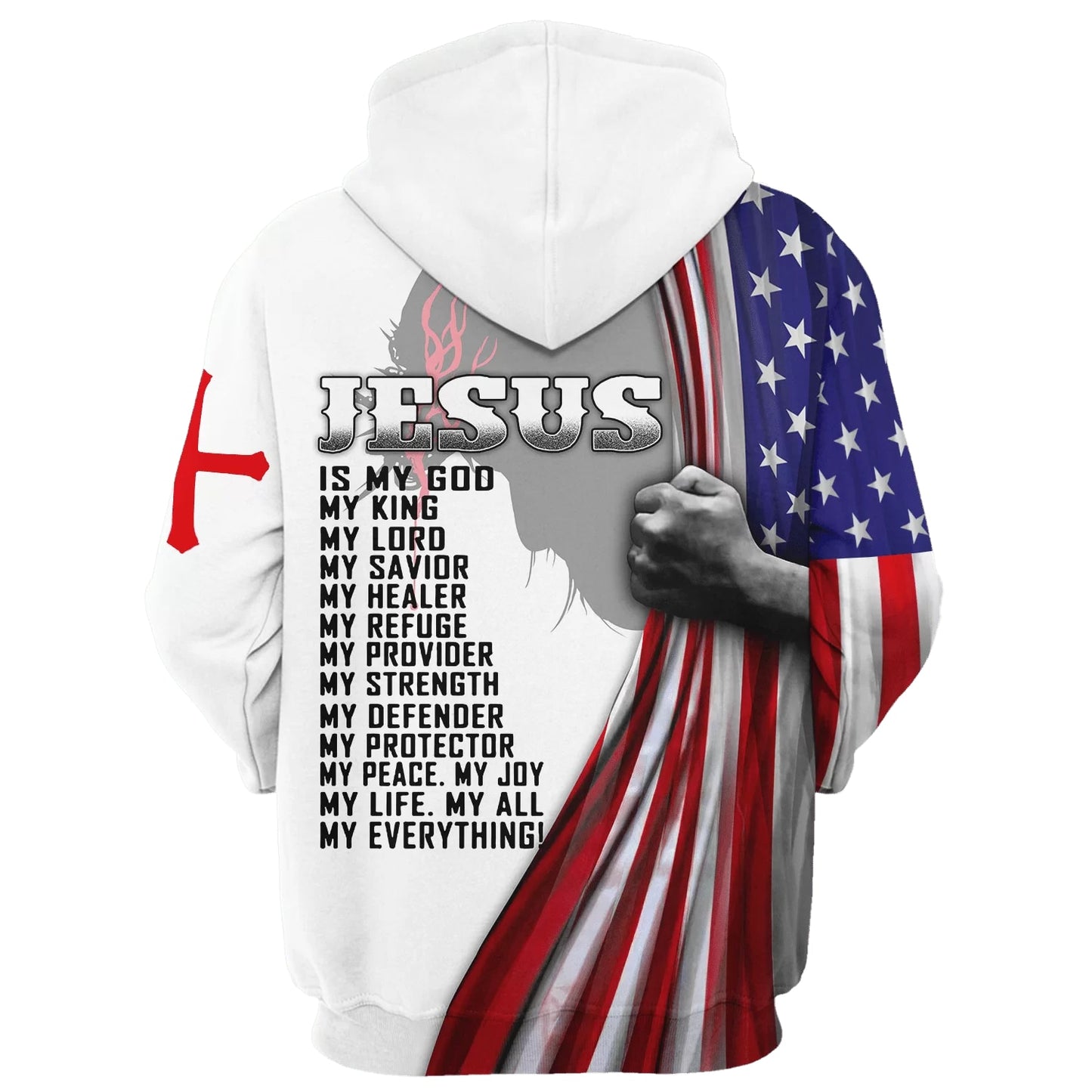 Jesus Silhouette American Flag - Jesus Is My God Hoodie - Men & Women Christian Hoodie - 3D Printed Hoodie
