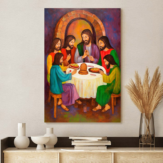 Jesus Sitting And Eating Cake With His Disciples - Canvas Pictures - Jesus Canvas Art - Christian Wall Art