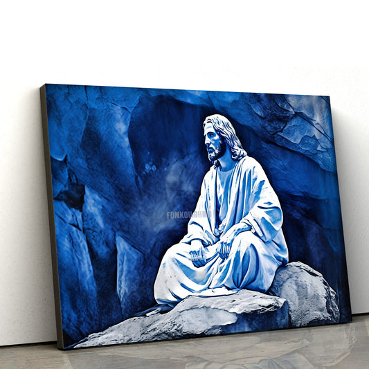 Jesus Sitting On A Large Rock - Canvas Pictures - Jesus Christ Canvas - Christian Wall Art