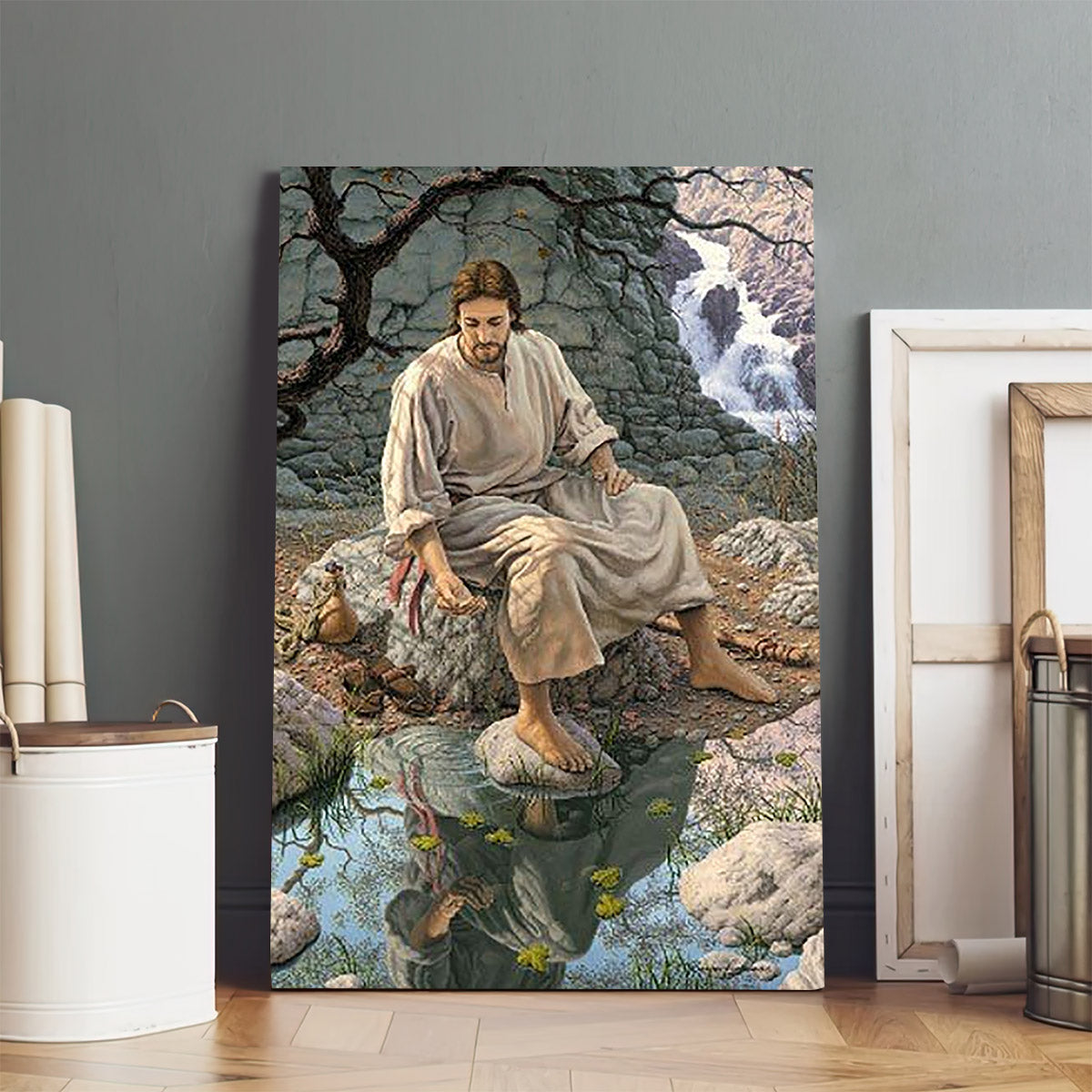 Jesus Sitting On A Rock Canvas Prints - Jesus Christ Art - Christian Canvas Wall Decor