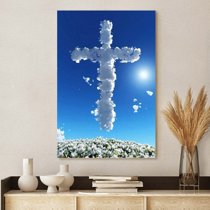 Jesus Sky Cloudy Cross - Jesus Canvas Pictures - Christian Wall Art