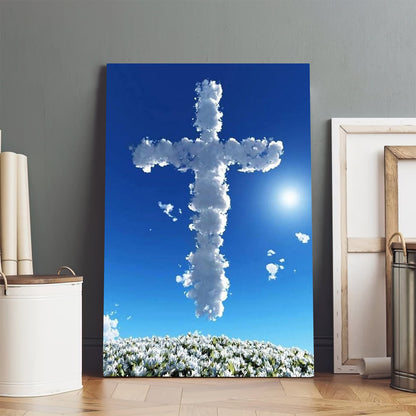 Jesus Sky Cloudy Cross - Jesus Canvas Pictures - Christian Wall Art