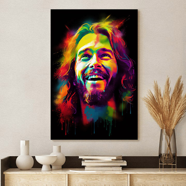 Jesus Smiling - Popping Colors 1 - Jesus Canvas Pictures - Christian Wall Art