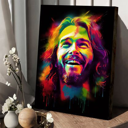 Jesus Smiling - Popping Colors 1 - Jesus Canvas Pictures - Christian Wall Art