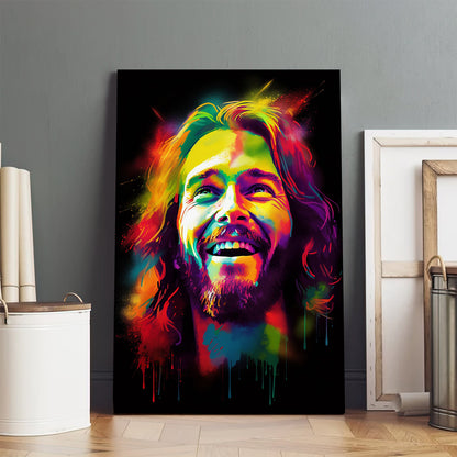 Jesus Smiling - Popping Colors 1 - Jesus Canvas Pictures - Christian Wall Art