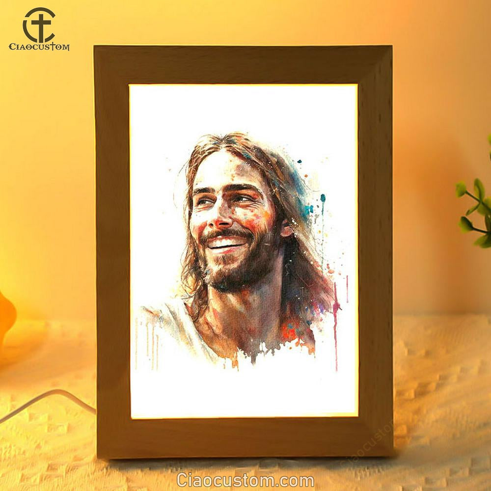 Jesus Smiling Frame Lamp Pictures - Jesus Art Prints - Jesus Art - Christian Home Decor