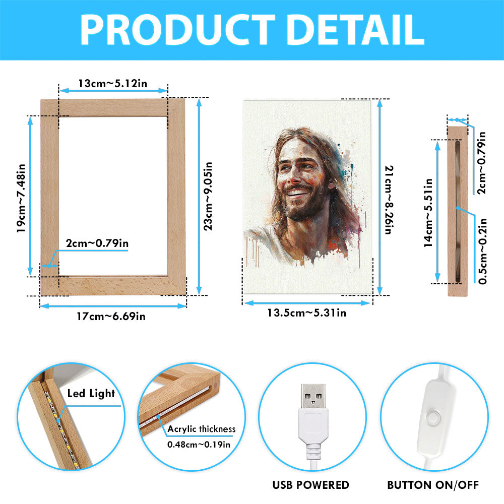 Jesus Smiling Frame Lamp Pictures - Jesus Art Prints - Jesus Art - Christian Home Decor