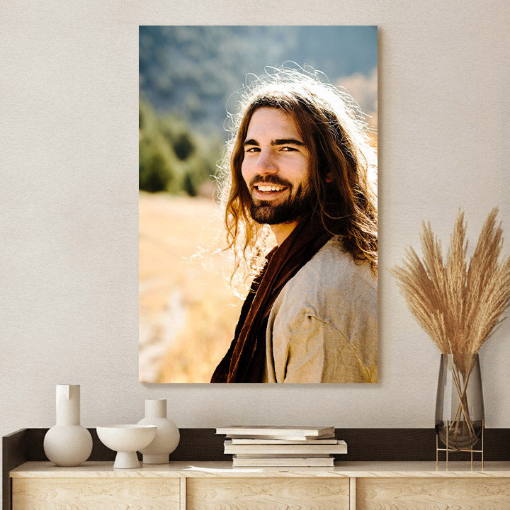 Jesus Smilling Canvas Wall Art - Jesus Christ Canvas - Christian Wall Art