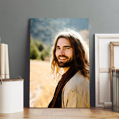 Jesus Smilling Canvas Wall Art - Jesus Christ Canvas - Christian Wall Art
