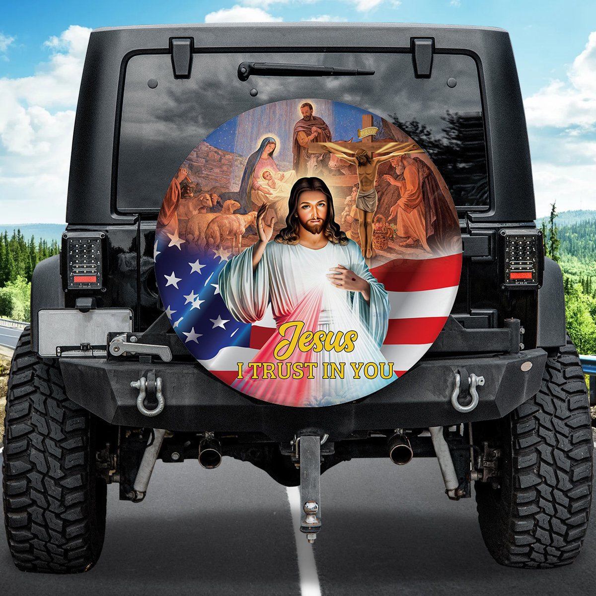 Jesus Spare Tire Cover - I Trust In You Tire Cover - Christian Tire Cover
