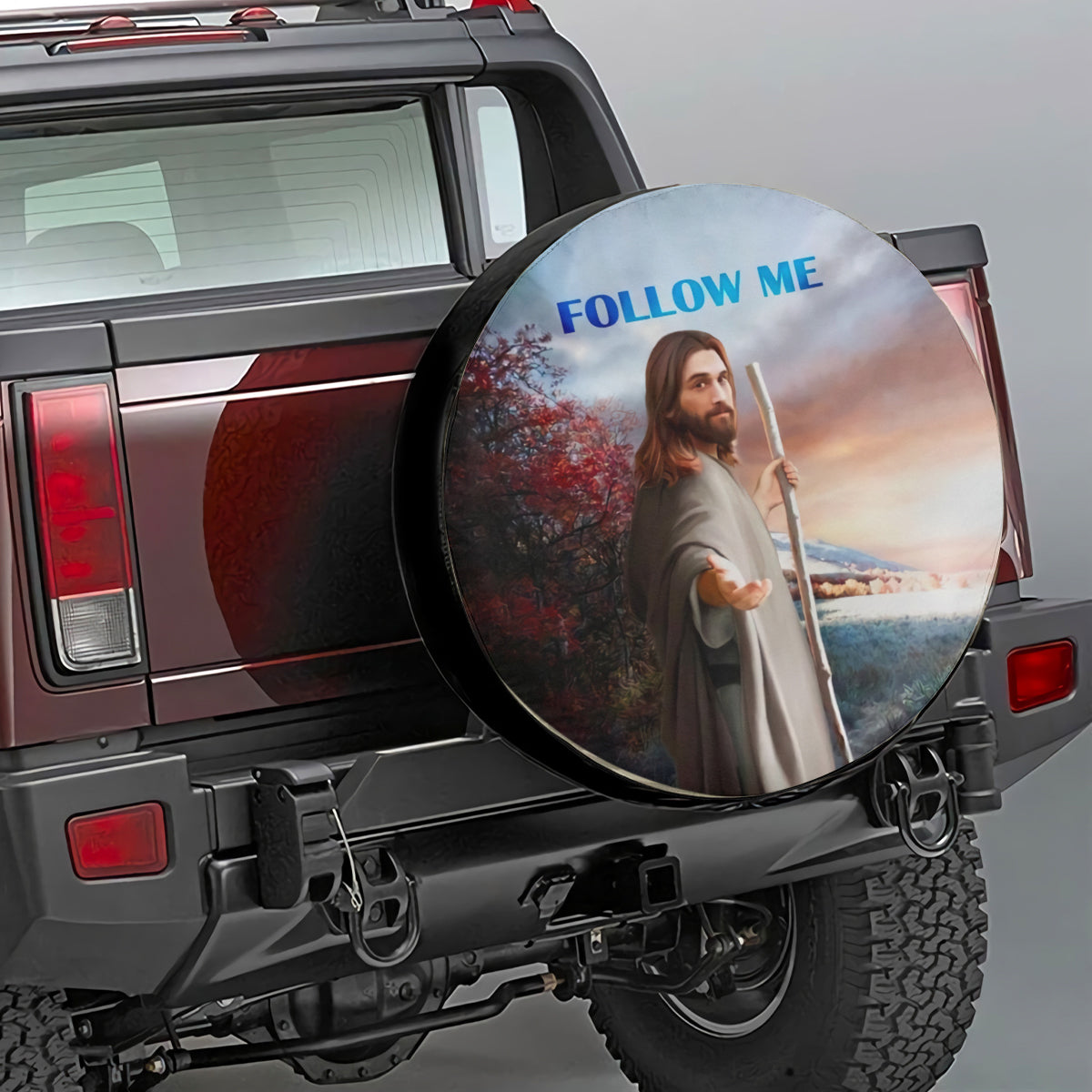 Jesus Spare Tire Cover - Jesus Follow Me Tire Protector Covers - Jesus Art Print God Lovers Christian Car Accessories