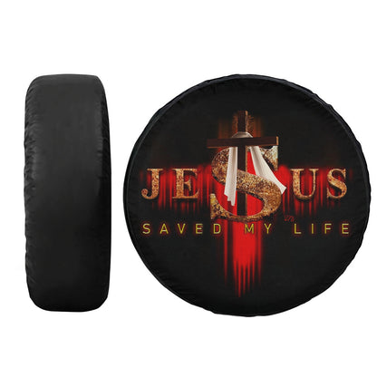 Jesus Spare Tire Cover - Jesus Saved My Life Wheel Cover - Christian Gift - Jesus Cross Wheel Cover