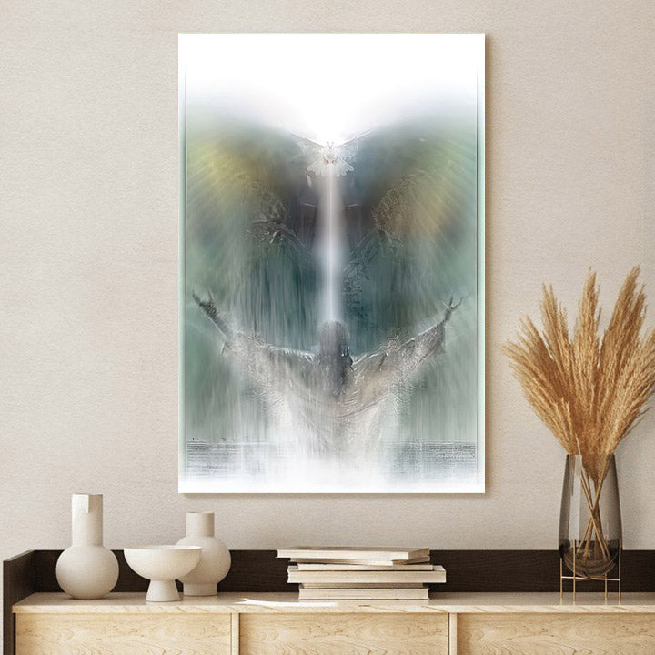 Jesus Spread His Arms Dove Bird Canvas Pictures - Jesus Painting Canvas - Christian Canvas Wall Art