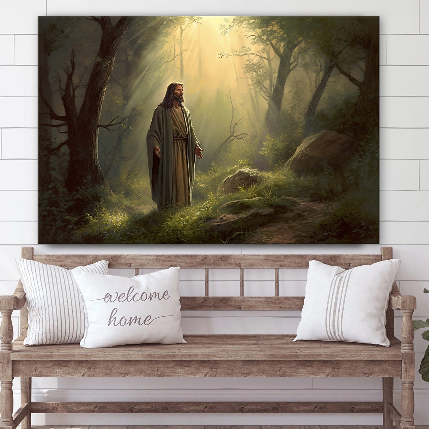 Jesus Standing Above The Forest - Canvas Picture - Jesus Christ Canvas - Christian Wall Art