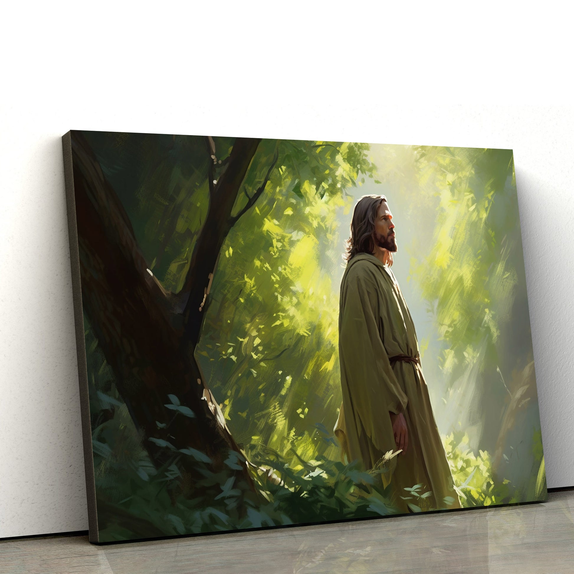 Jesus Standing Above The Forest 2 - Canvas Picture - Jesus Christ Canvas - Christian Wall Art