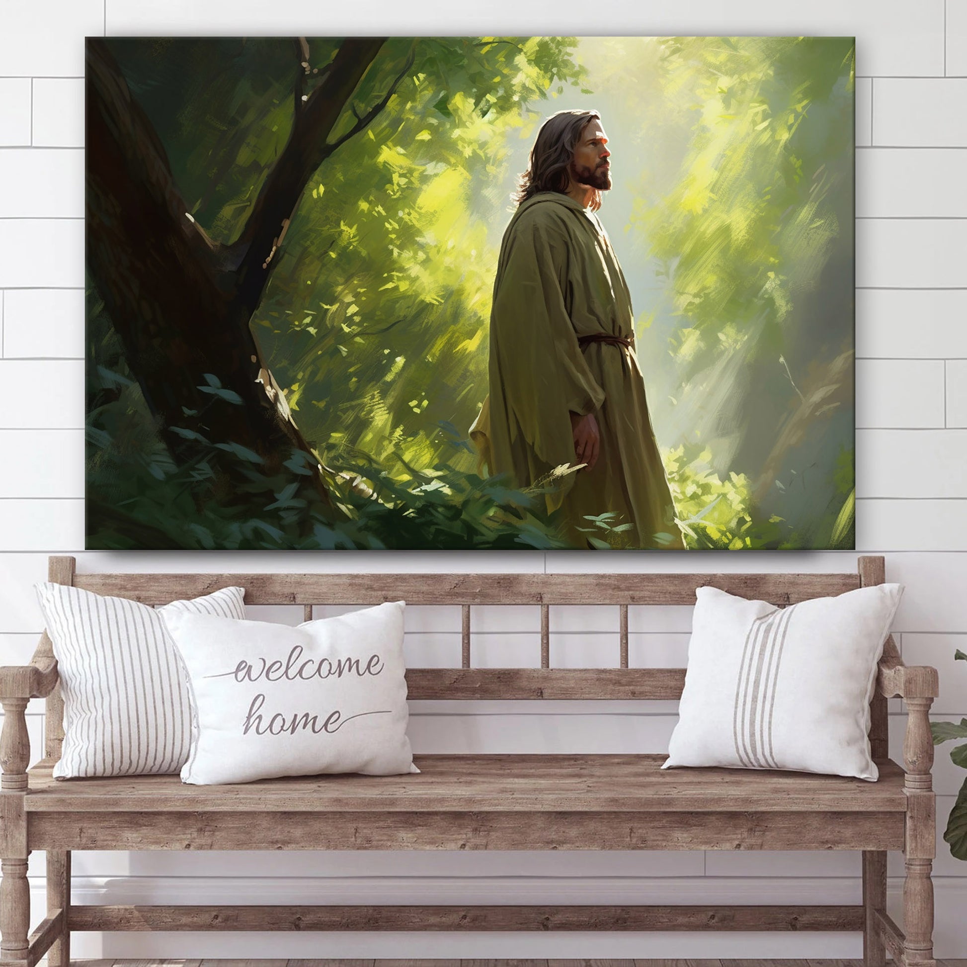 Jesus Standing Above The Forest 2 - Canvas Picture - Jesus Christ Canvas - Christian Wall Art