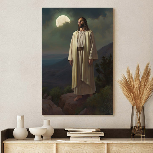 Jesus Standing Amidst A Flock Of Sheep In The Garden Of Gethsemane 1 - Jesus Canvas Pictures - Christian Wall Art