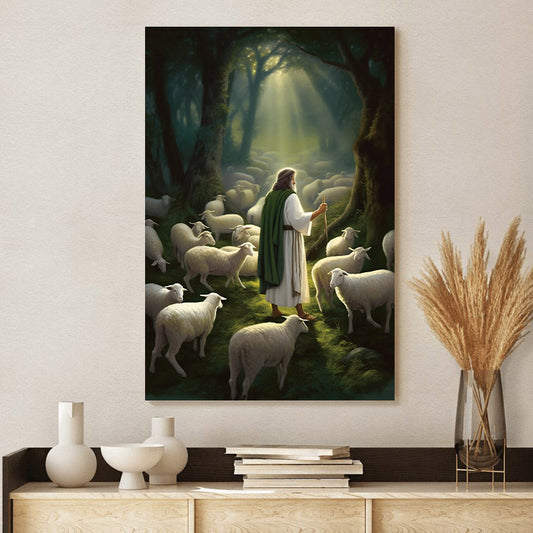Jesus Standing Atop A Hill, Admiring The Full Moon - Jesus Canvas Pictures - Christian Wall Art