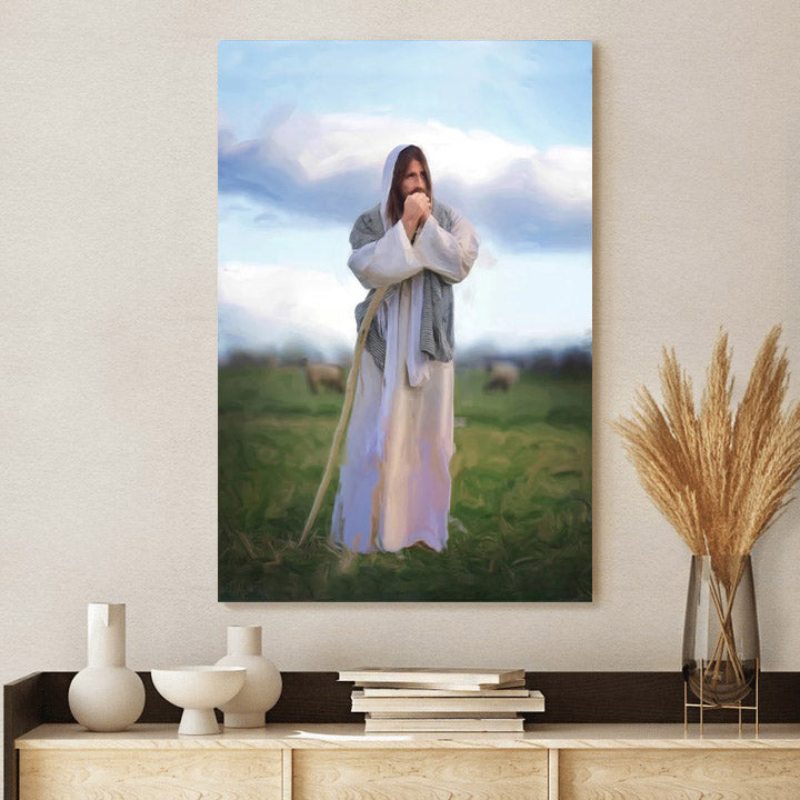 Jesus Standing In A Field Canvas Pictures - Jesus Christ Art - Christian Canvas Wall Art