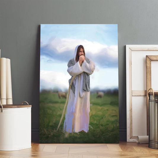Jesus Standing In A Field Canvas Pictures - Jesus Christ Art - Christian Canvas Wall Art