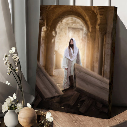 Jesus Standing In An Ornate Hall Canvas Pictures - Jesus Christ Art - Christian Canvas Wall Art