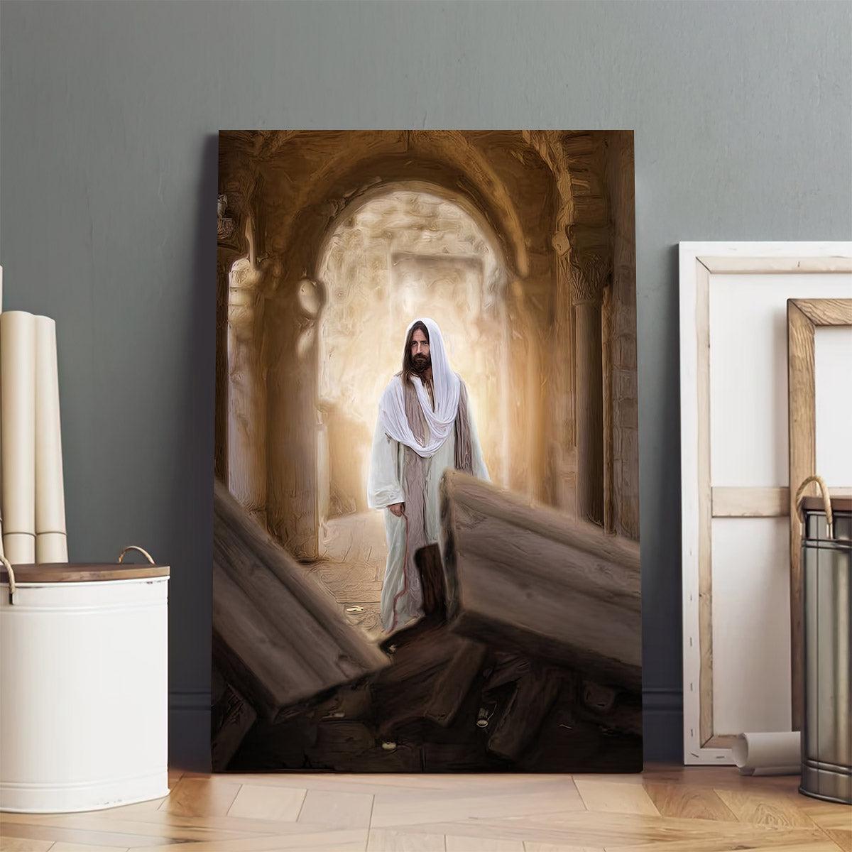 Jesus Standing In An Ornate Hall Canvas Pictures - Jesus Christ Art - Christian Canvas Wall Art