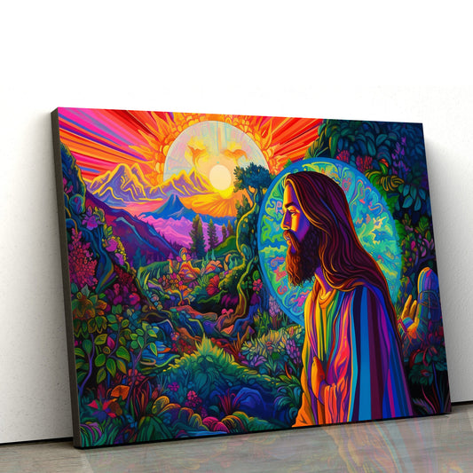 Jesus Standing In The Bright Grass At Night - Canvas Pictures - Jesus Christ Canvas - Christian Wall Art