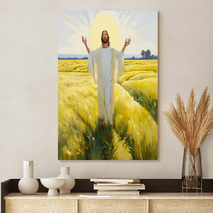 Jesus Standing In The Field - Canvas Picture - Jesus Christ Canvas - Christian Wall Art