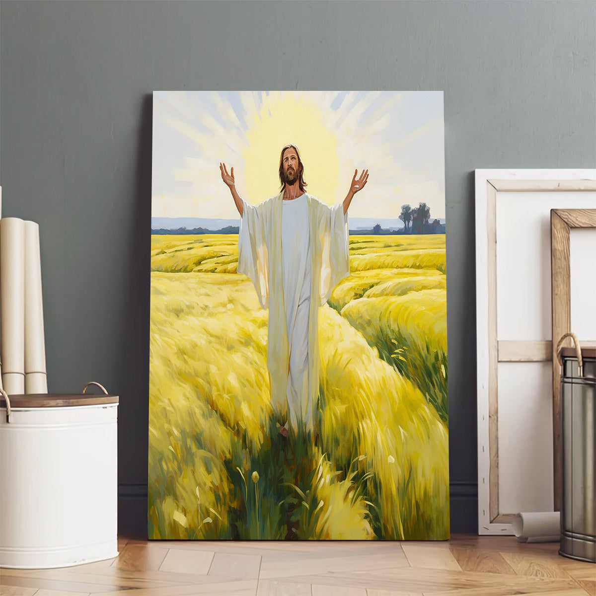 Jesus Standing In The Field - Canvas Picture - Jesus Christ Canvas - Christian Wall Art