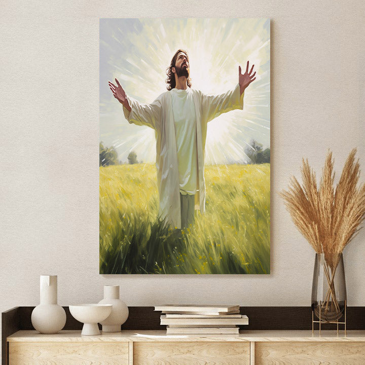 Jesus Standing In The Field 1 - Canvas Picture - Jesus Christ Canvas - Christian Wall Art