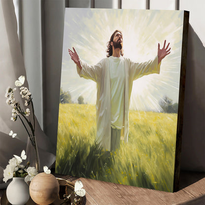 Jesus Standing In The Field 1 - Canvas Picture - Jesus Christ Canvas - Christian Wall Art