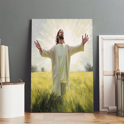 Jesus Standing In The Field 1 - Canvas Picture - Jesus Christ Canvas - Christian Wall Art