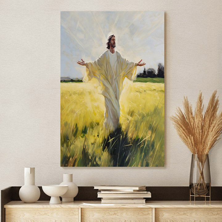 Jesus Standing In The Field 2 - Canvas Picture - Jesus Christ Canvas - Christian Wall Art
