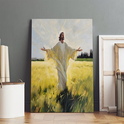 Jesus Standing In The Field 2 - Canvas Picture - Jesus Christ Canvas - Christian Wall Art