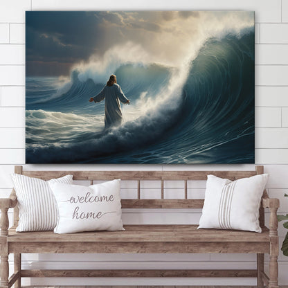 Jesus Standing On The Ocean Wave In Robe - Canvas Picture - Jesus Christ Canvas - Christian Wall Art