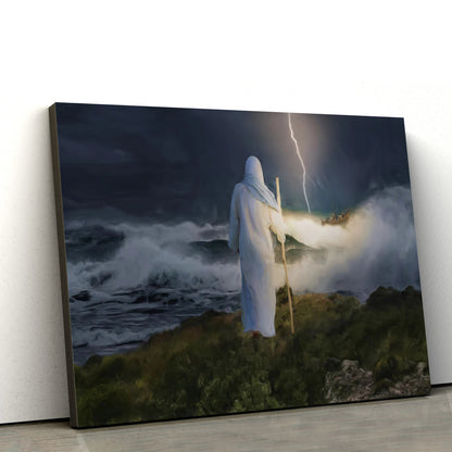 Jesus Standing On The Rock Shore Canvas Art - Jesus Christ Pictures - Jesus Wall Art - Christian Wall Decor