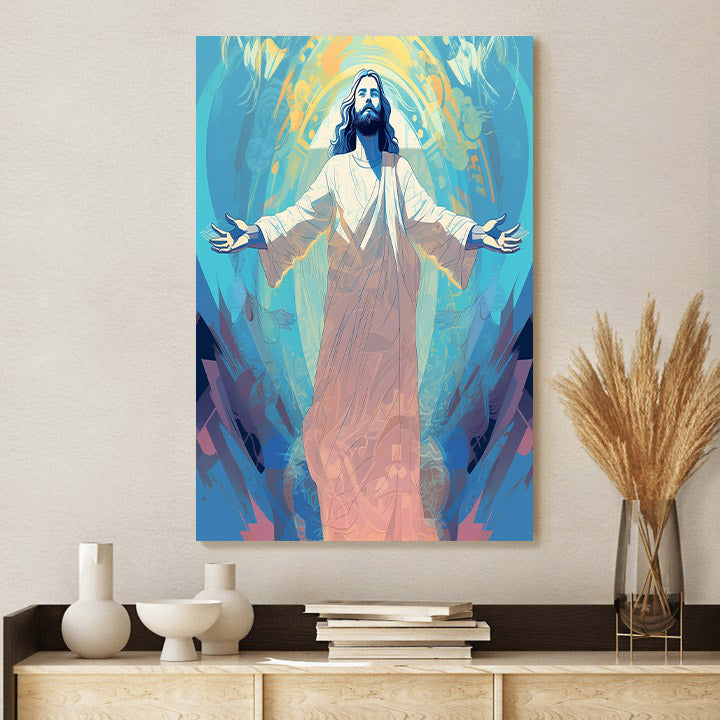 Jesus Standing With His Arms And Feet Stretched Out - Canvas Picture - Jesus Christ Canvas - Christian Wall Art