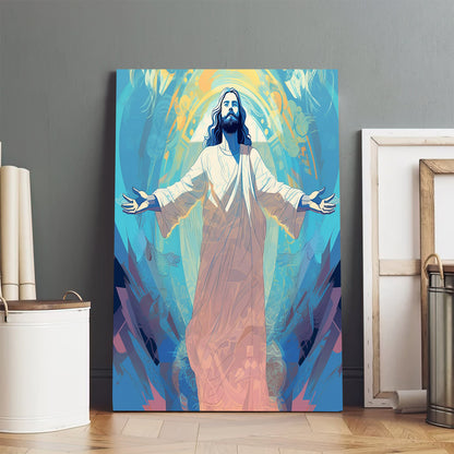 Jesus Standing With His Arms And Feet Stretched Out - Canvas Picture - Jesus Christ Canvas - Christian Wall Art