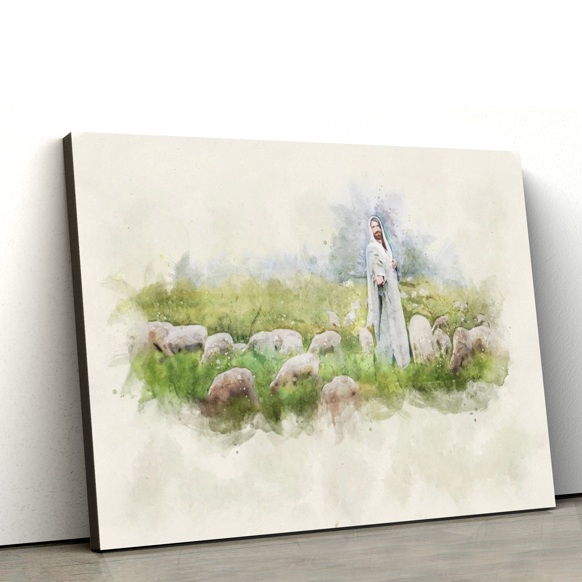Jesus Stands Among Sheep Canvas Art - Jesus Christ Pictures - Jesus Wall Art - Christian Wall Decor