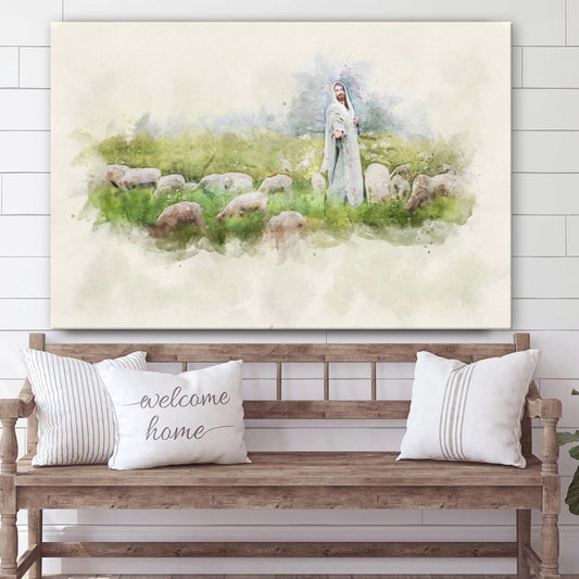 Jesus Stands Among Sheep Canvas Art - Jesus Christ Pictures - Jesus Wall Art - Christian Wall Decor
