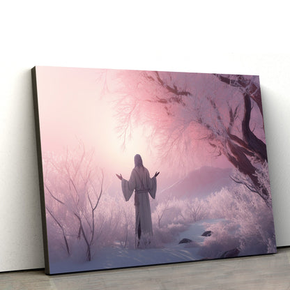 Jesus Stands In The Frost In The Last Hours Of The Day - Canvas Picture - Jesus Christ Canvas - Christian Wall Art