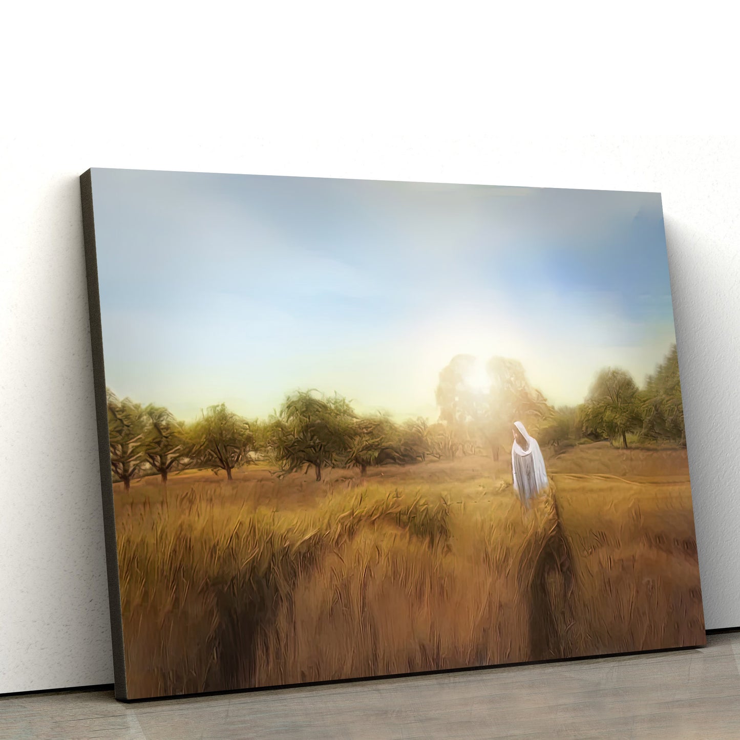 Jesus Stands On Golden Fields Canvas Art - Jesus Christ Pictures - Jesus Wall Art - Christian Wall Decor