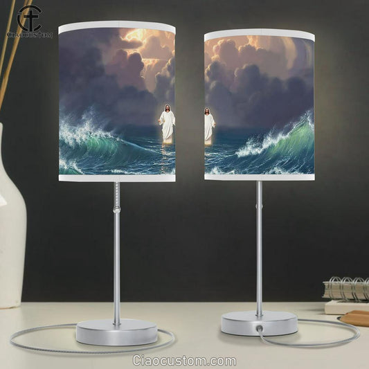 Jesus Stands On The Sea Table Lamp For Bedroom - Jesus Christ Table Lamp - Christian Table Lamp Prints
