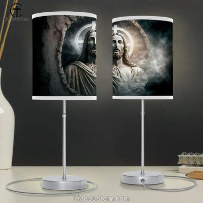 Jesus Stone Historical Religious Event Table Lamp Pictures - Faith Art - Christian Table Lamp For Bedroom Decor
